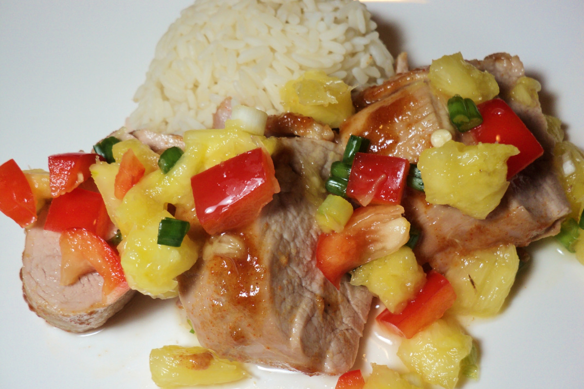 Rum-Glazed Caribbean Pork Tenderloin with Pineapple Salsa