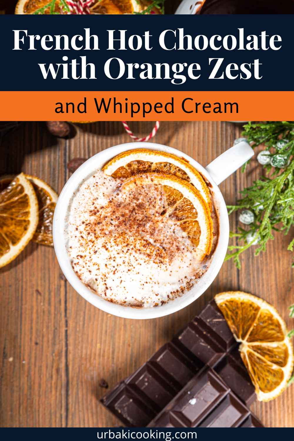 Cinnamon-Spiced Hot Chocolate with Whipped Cream and Orange Zest