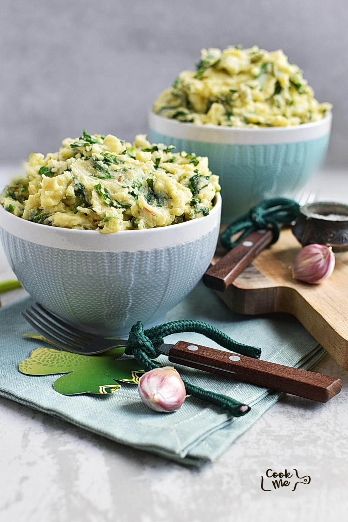 Colcannon-Inspired Mashed Potatoes with Kale and Scallions