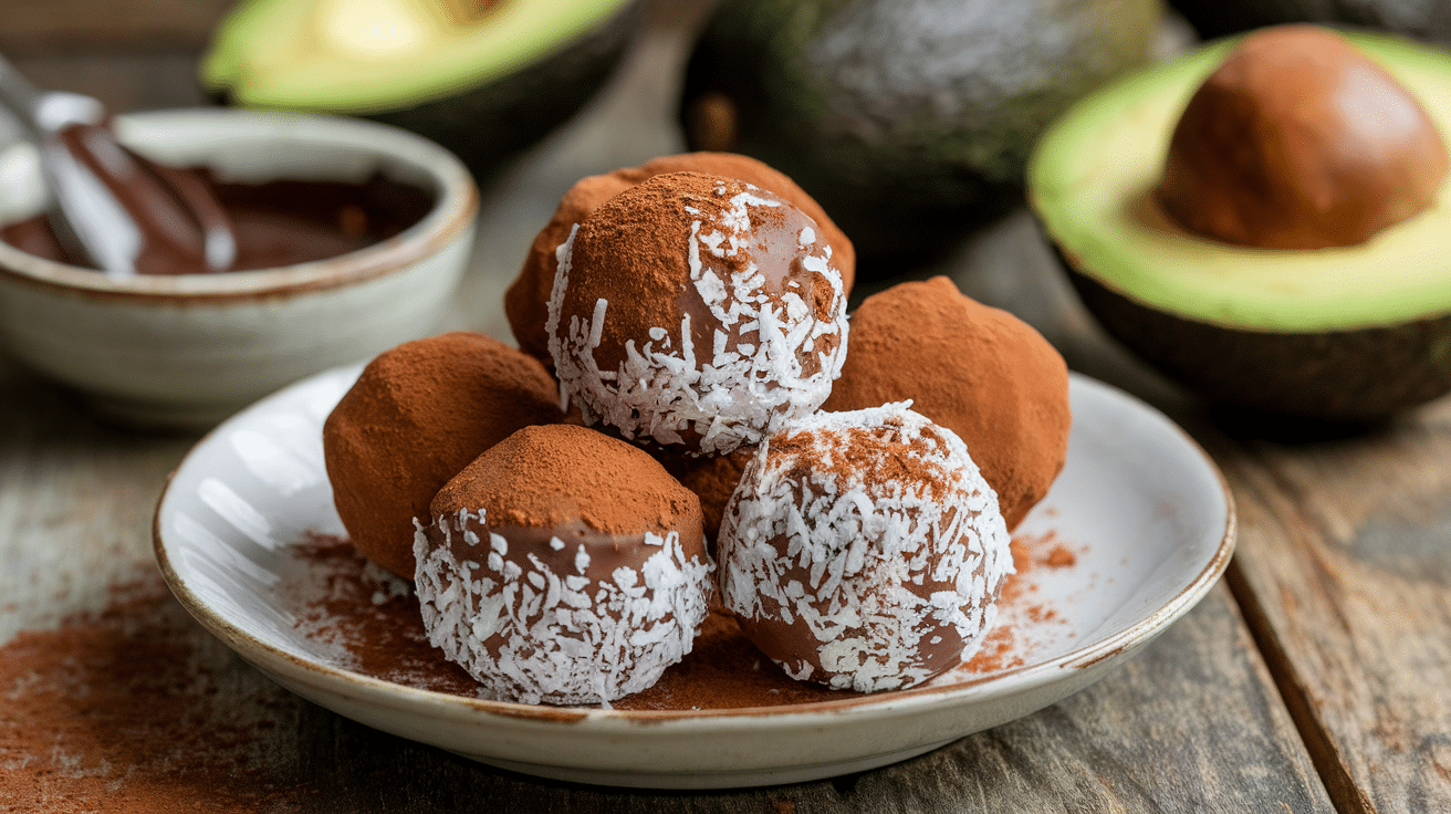 Homemade Vegan Chocolate Truffles with Avocado and Cocoa