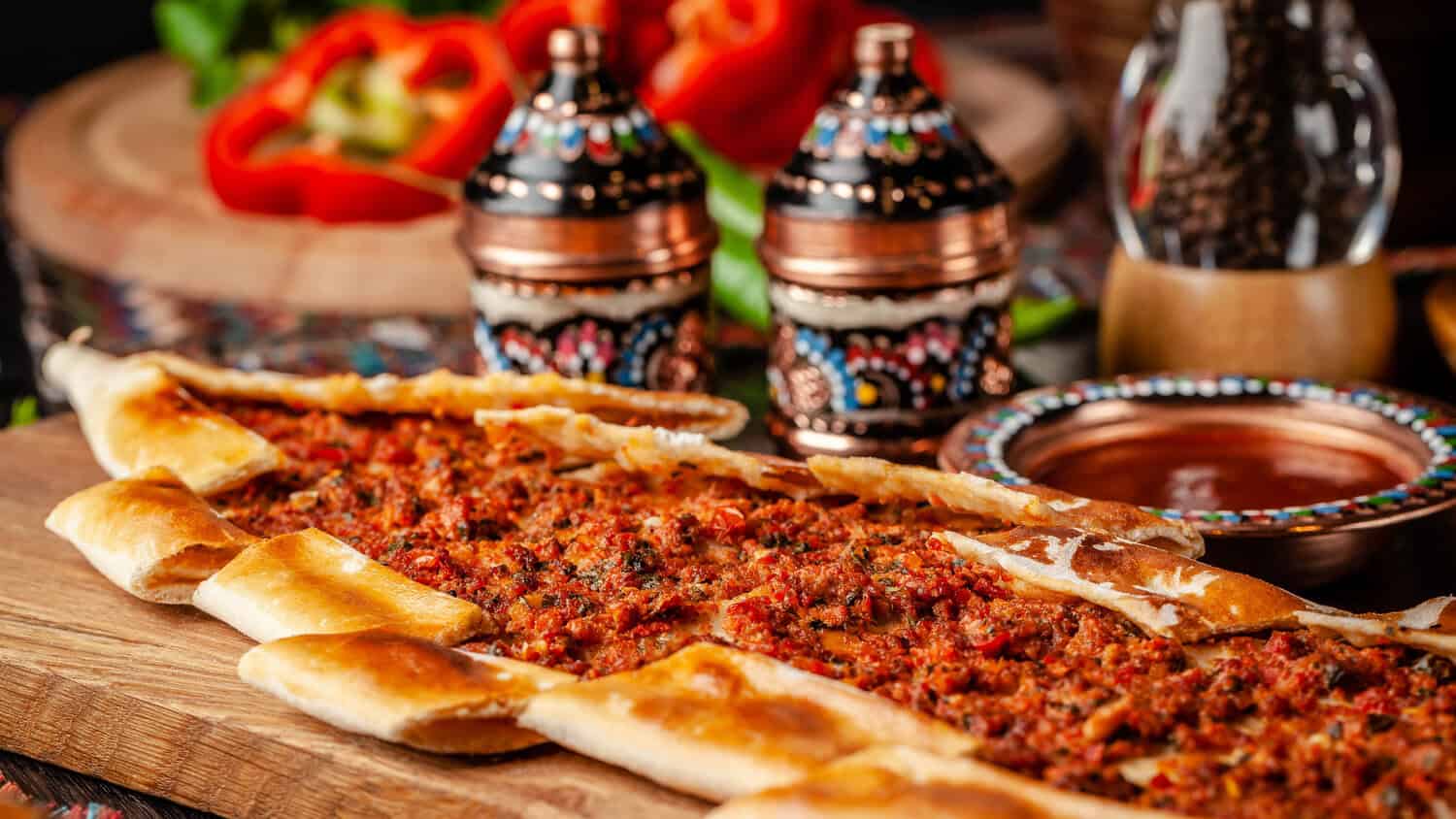 Wood-Fired Pide with Spiced Turkish Sausage and Roasted Peppers