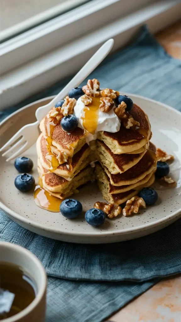 Greek Yogurt Pancakes with Honey and Walnuts