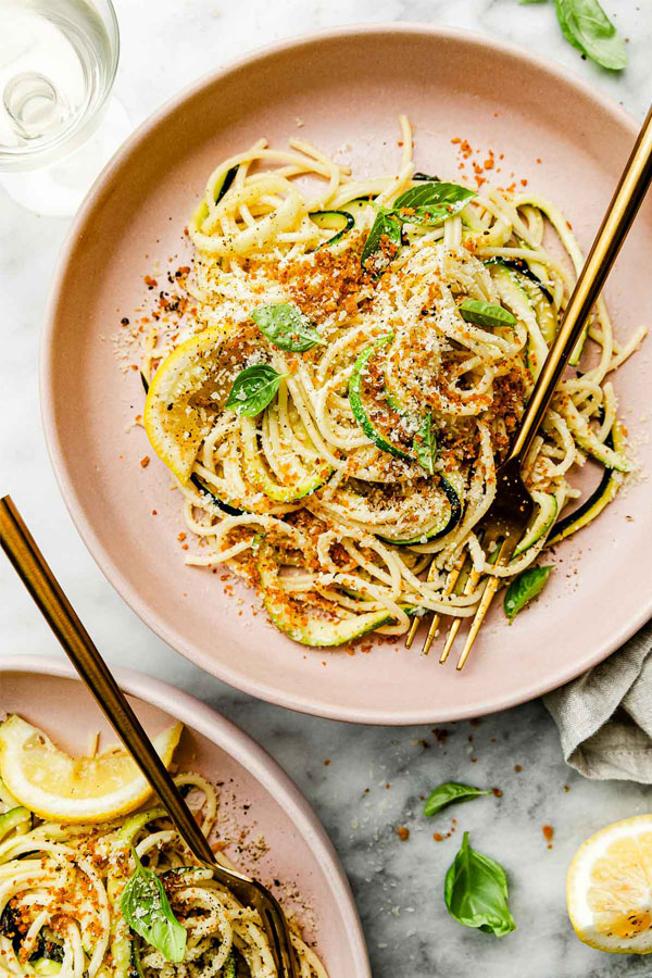 Golden Zucchini Pasta with Lemon-Cilantro Cream