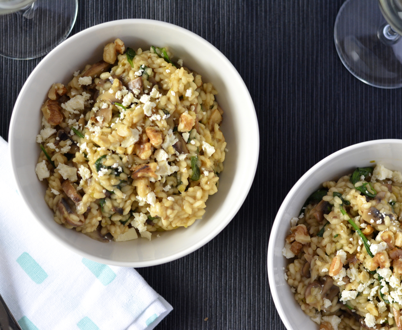 Midpoint Mushroom and Spinach Risotto with Parmesan