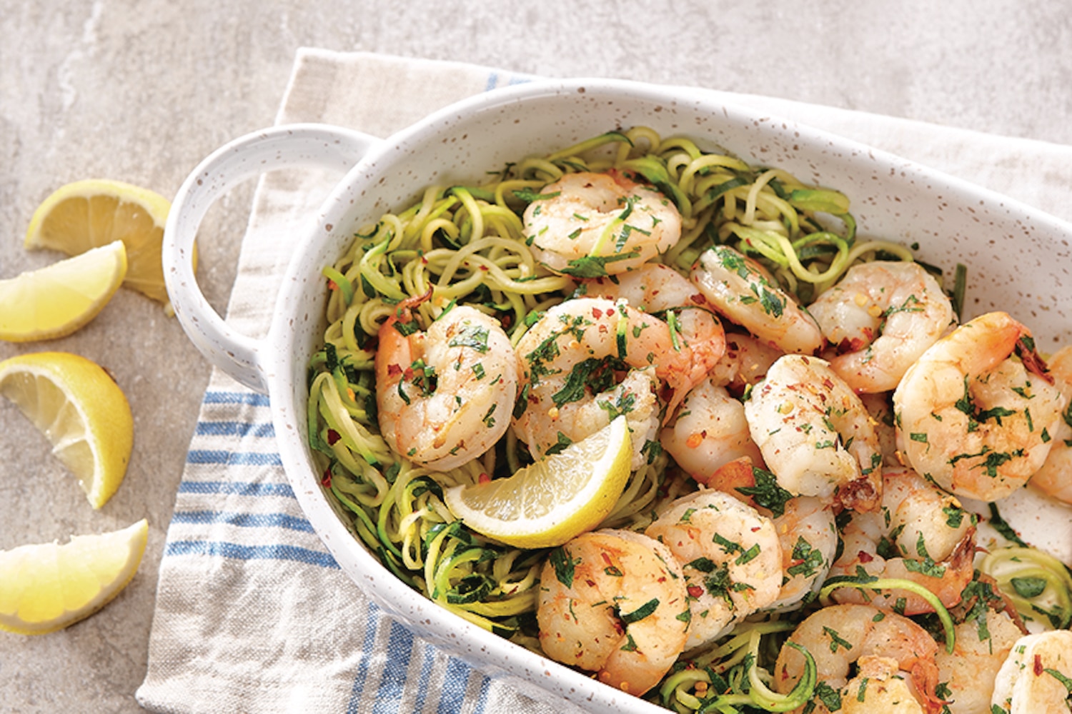 Sautéed Garlic and Herb Shrimp with Zucchini Noodles