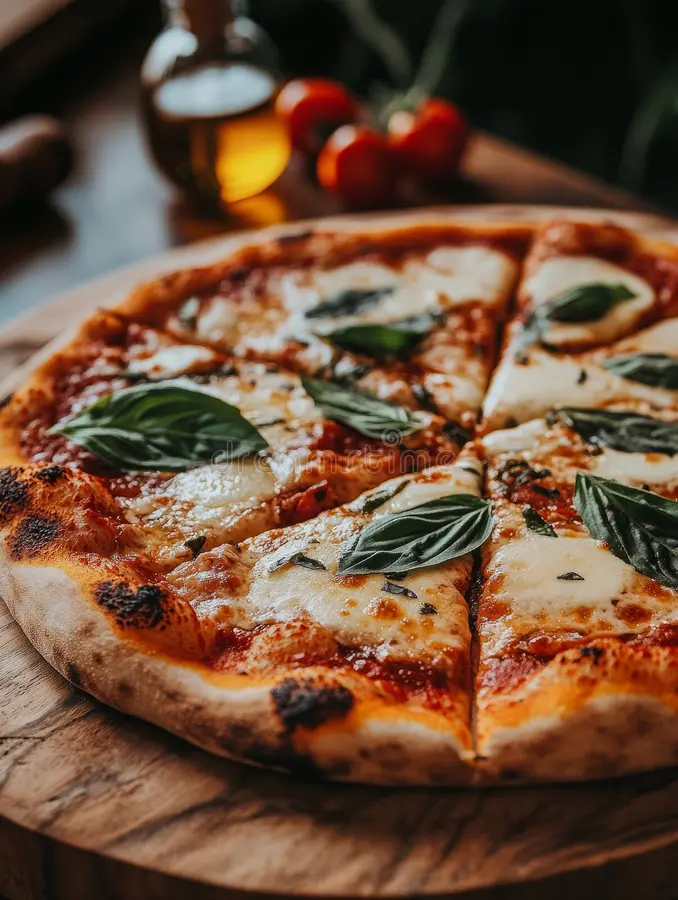 Wood-Fired Margherita Pizza with Fresh Mozzarella and Basil