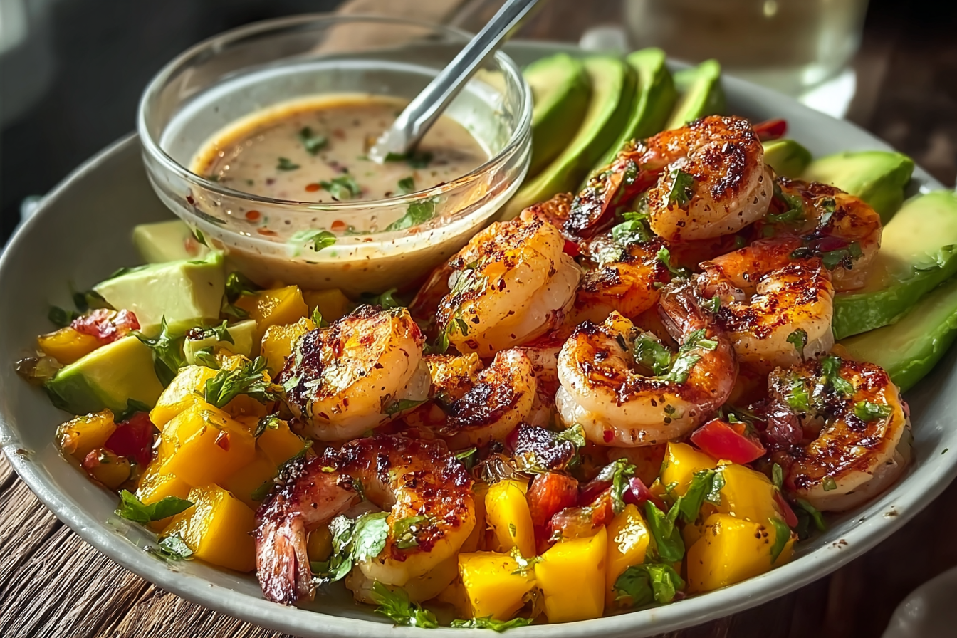 Honey-Lime Grilled Shrimp with Avocado Mango Salsa
