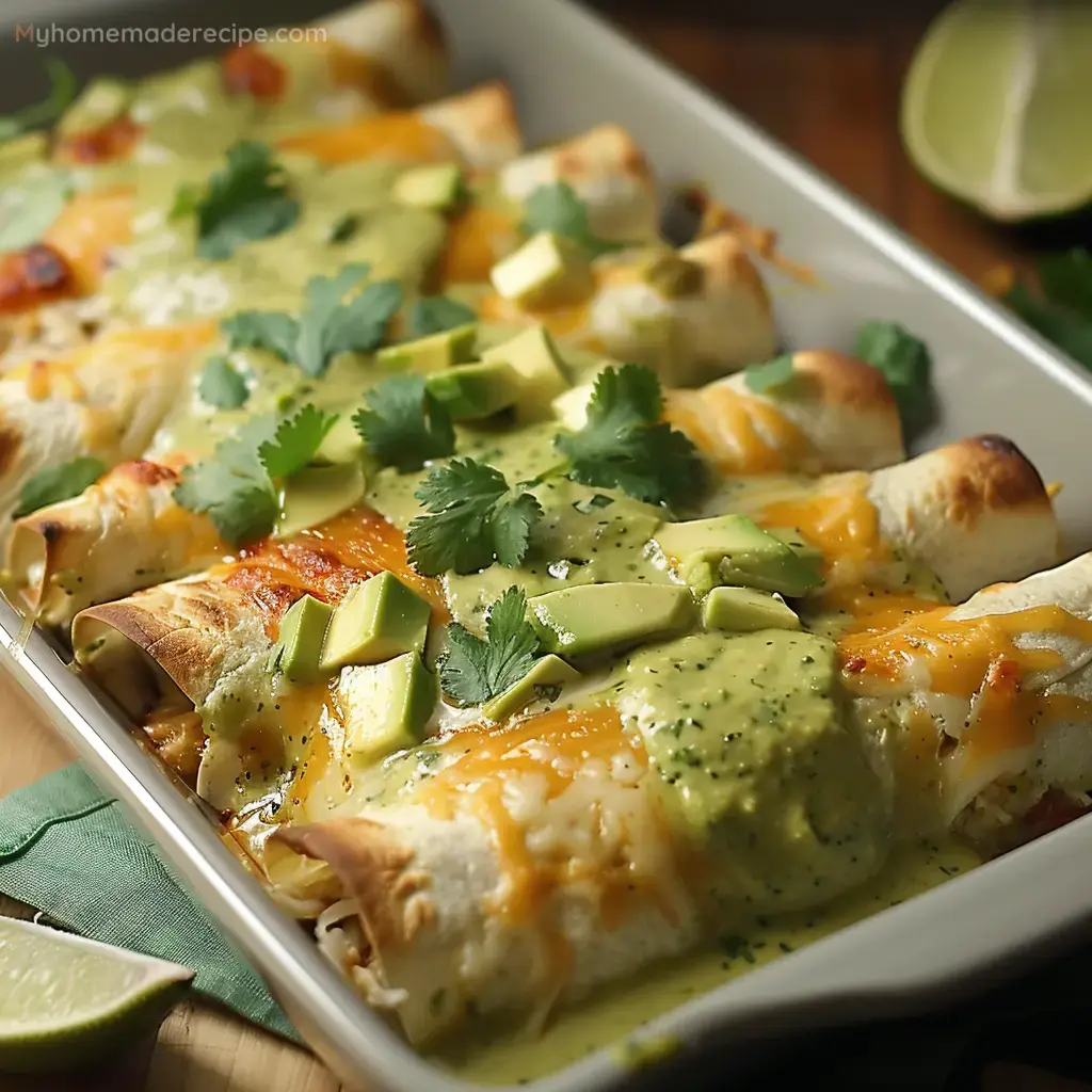 Smoky Chicken Enchiladas with Avocado Crema