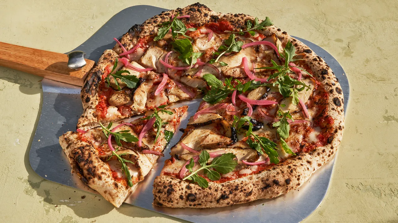 Grilled Chicken and Four Meat Pizza with White Sauce