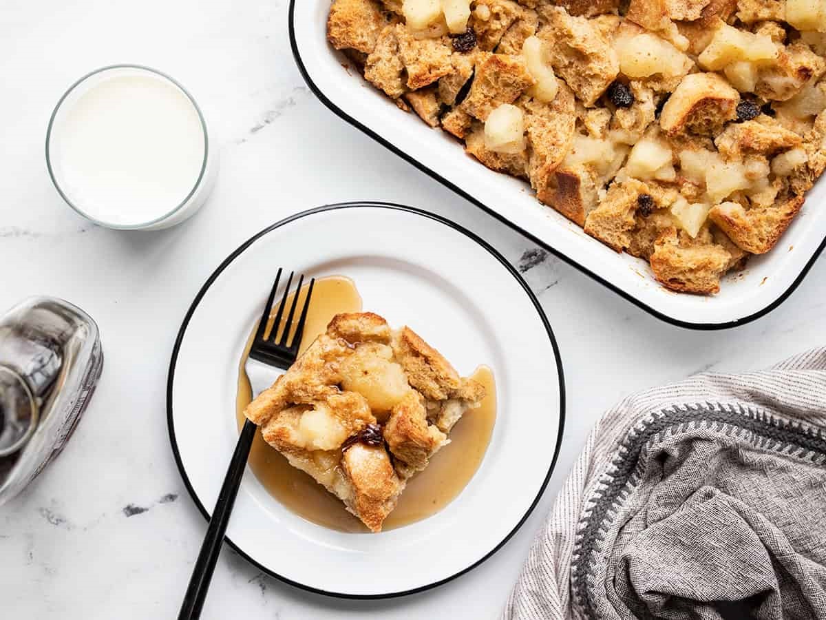 Cinnamon-Spiced Apple and Walnut Bread Pudding