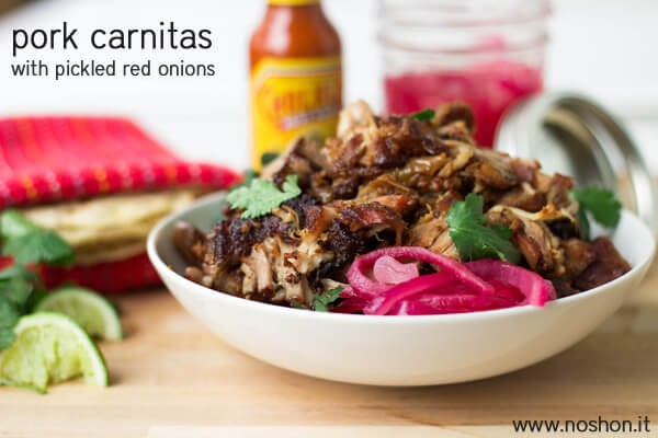 Spicy Pork Carnitas with Pickled Red Onions and Cilantro