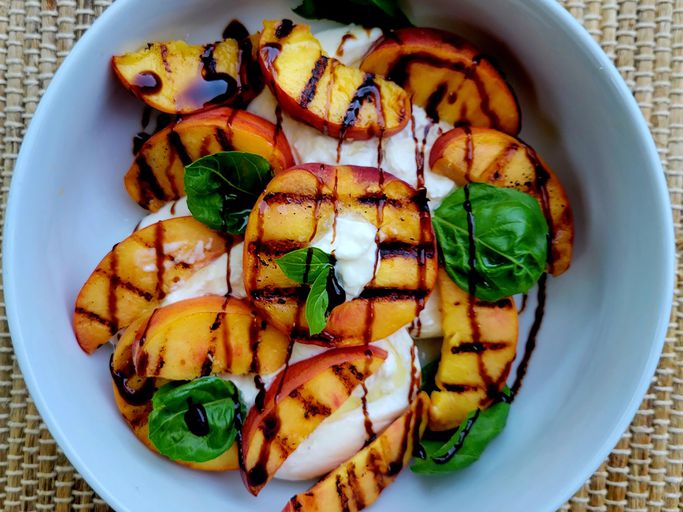Peach and Burrata Caprese with Balsamic Glaze
