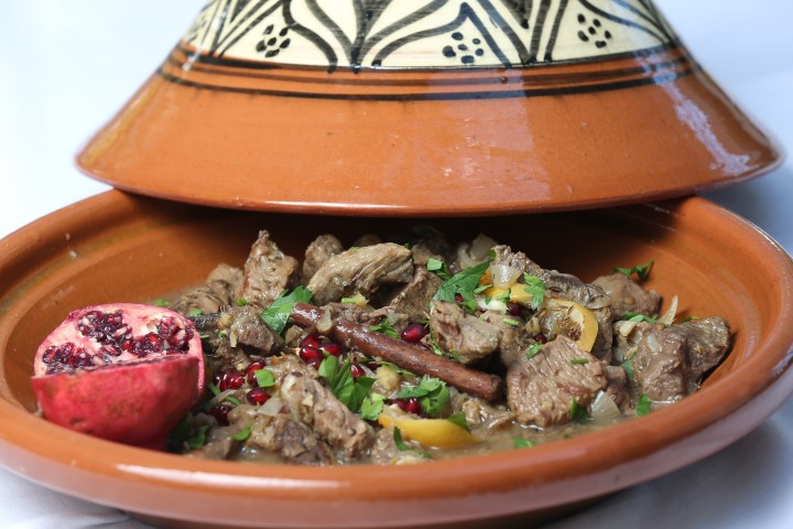 Spiced Beef and Pomegranate Tagine with Toasted Almonds