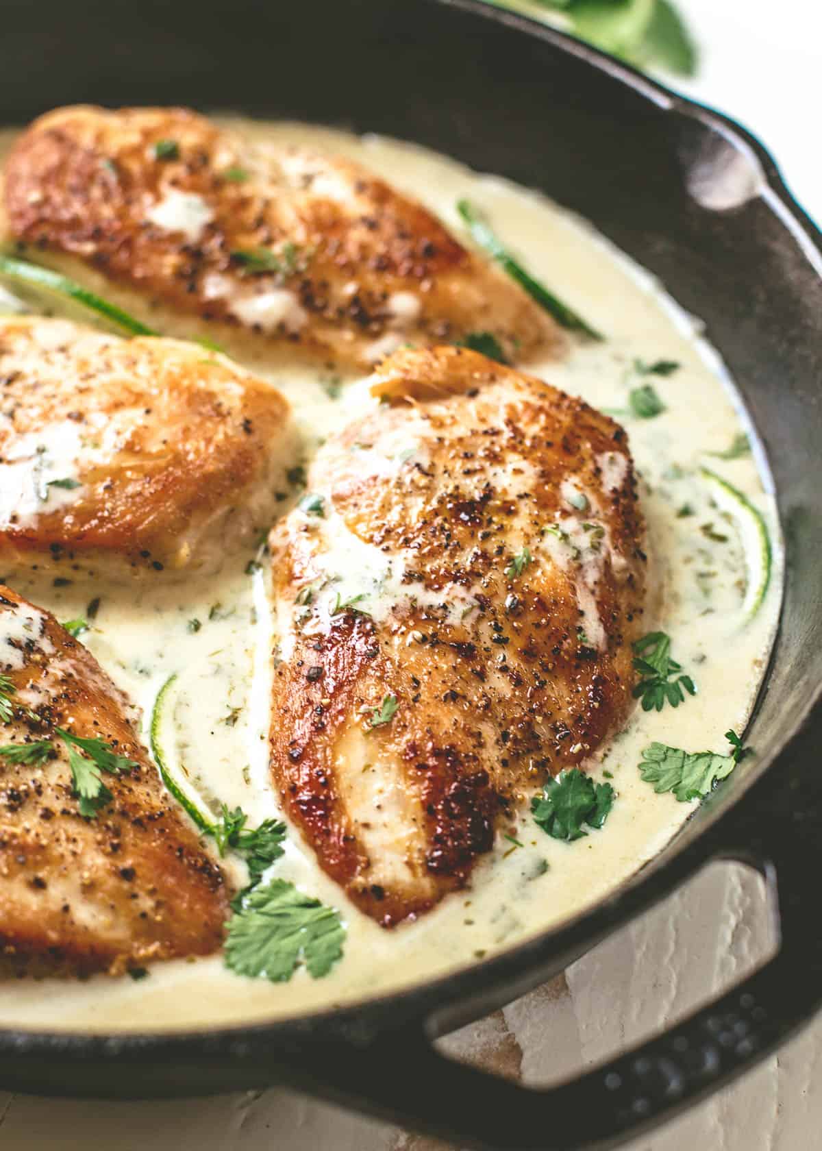 Sautéed Chicken with Garlic and Cilantro Lime Sauce