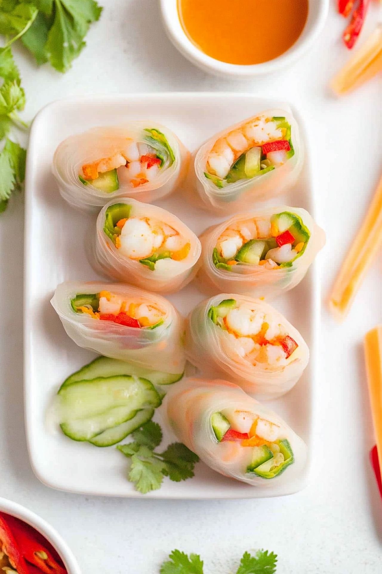 Fresh Vietnamese Spring Rolls with Shrimp and Herbs