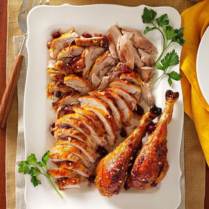 Baked Maple-Glazed Turkey Breast with Cranberry Relish