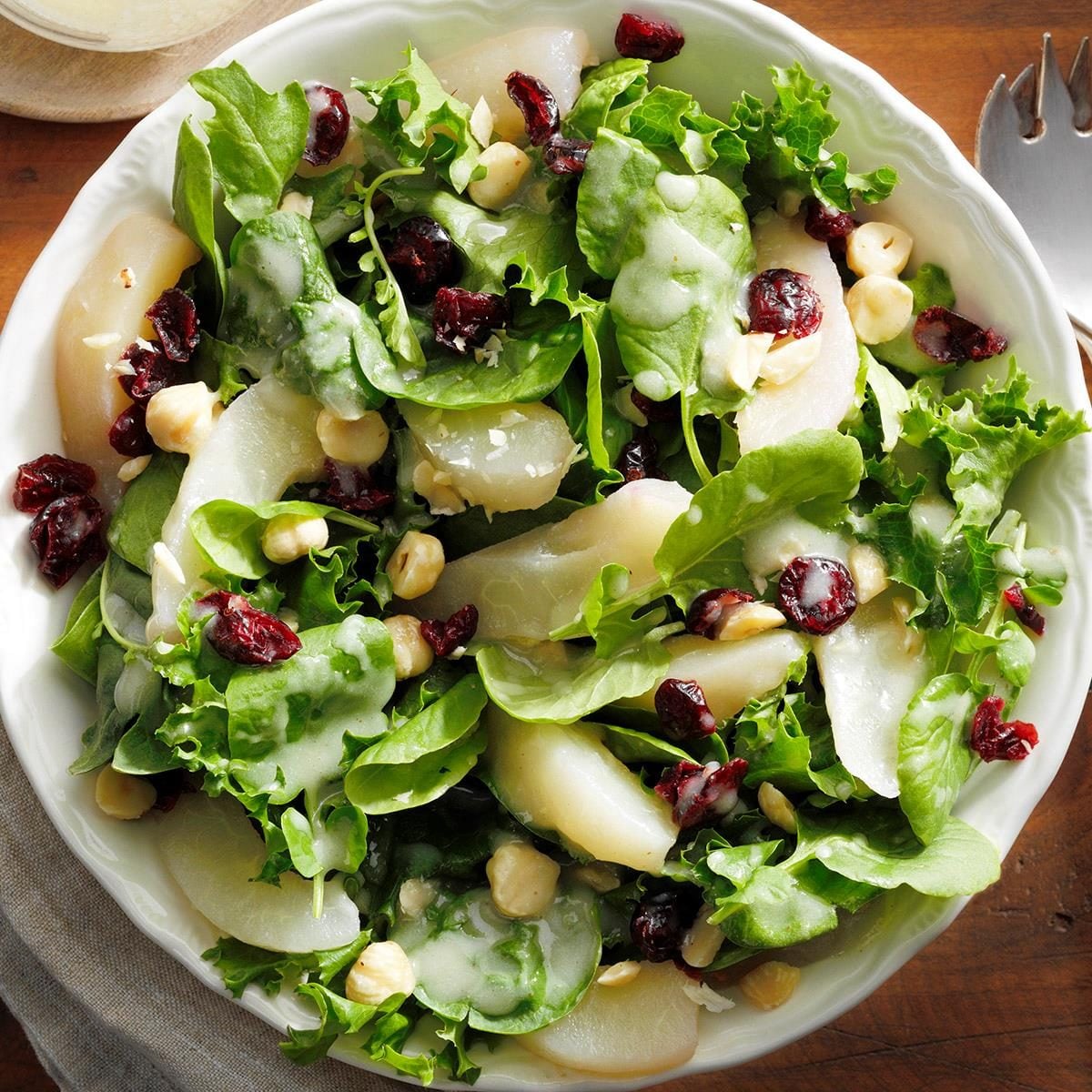 Spiced Roasted Chestnut and Pear Salad with Maple Vinaigrette