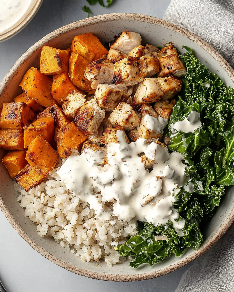Pan-Seared Chicken with Roasted Sweet Potato and Kale Sauté