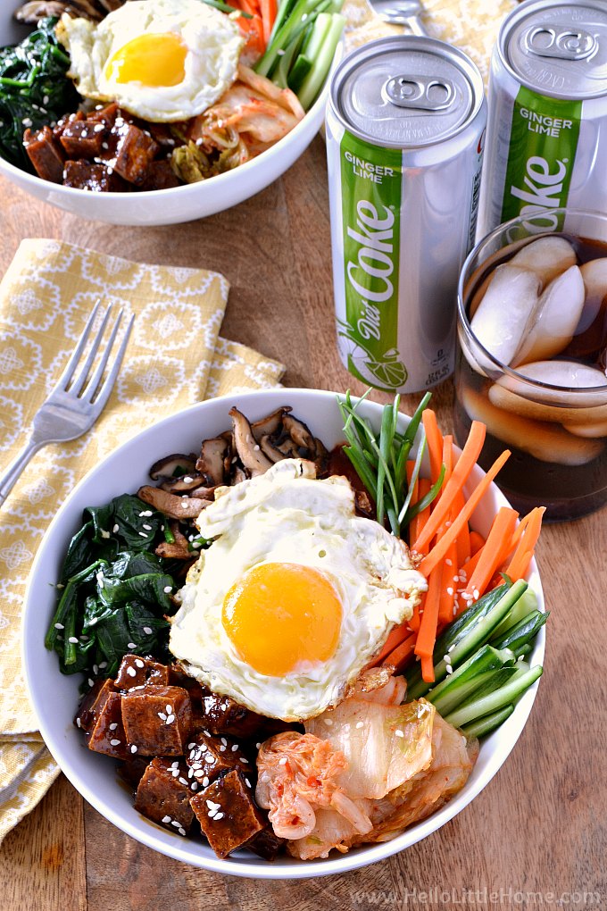 Vegetarian Bibimbap with Sesame Spinach and Mushrooms
