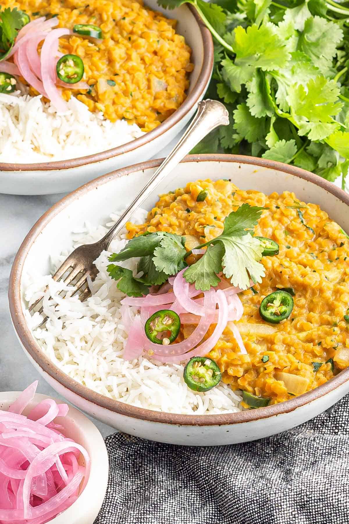 Lentil and Roasted Cauliflower Curry with Coconut Milk