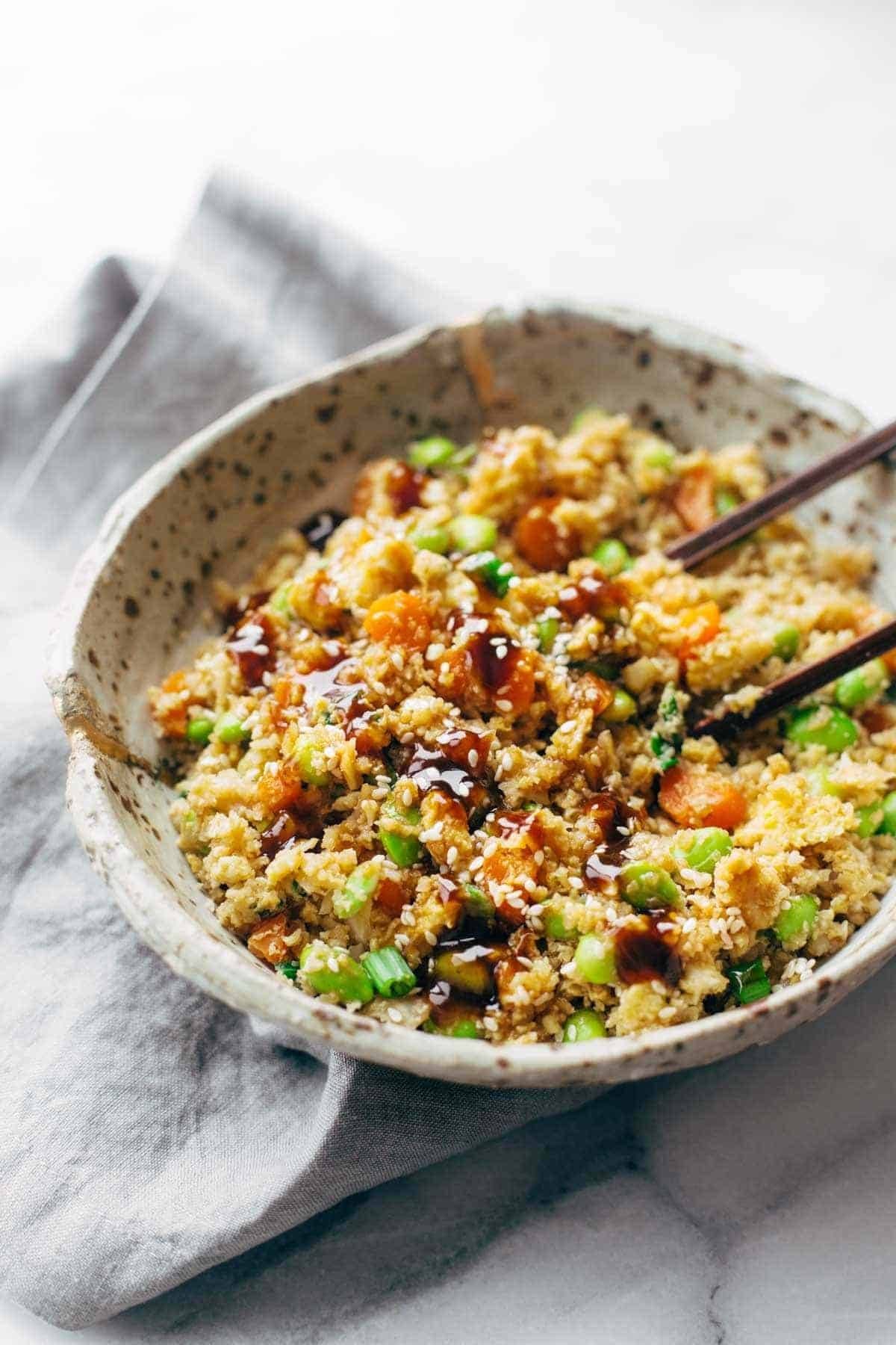Spicy Cauliflower Fried Rice with Egg and Sesame