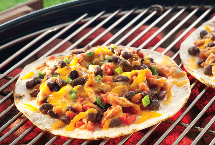 Grilled Vegetable and Black Bean Tostadas with Avocado Crema