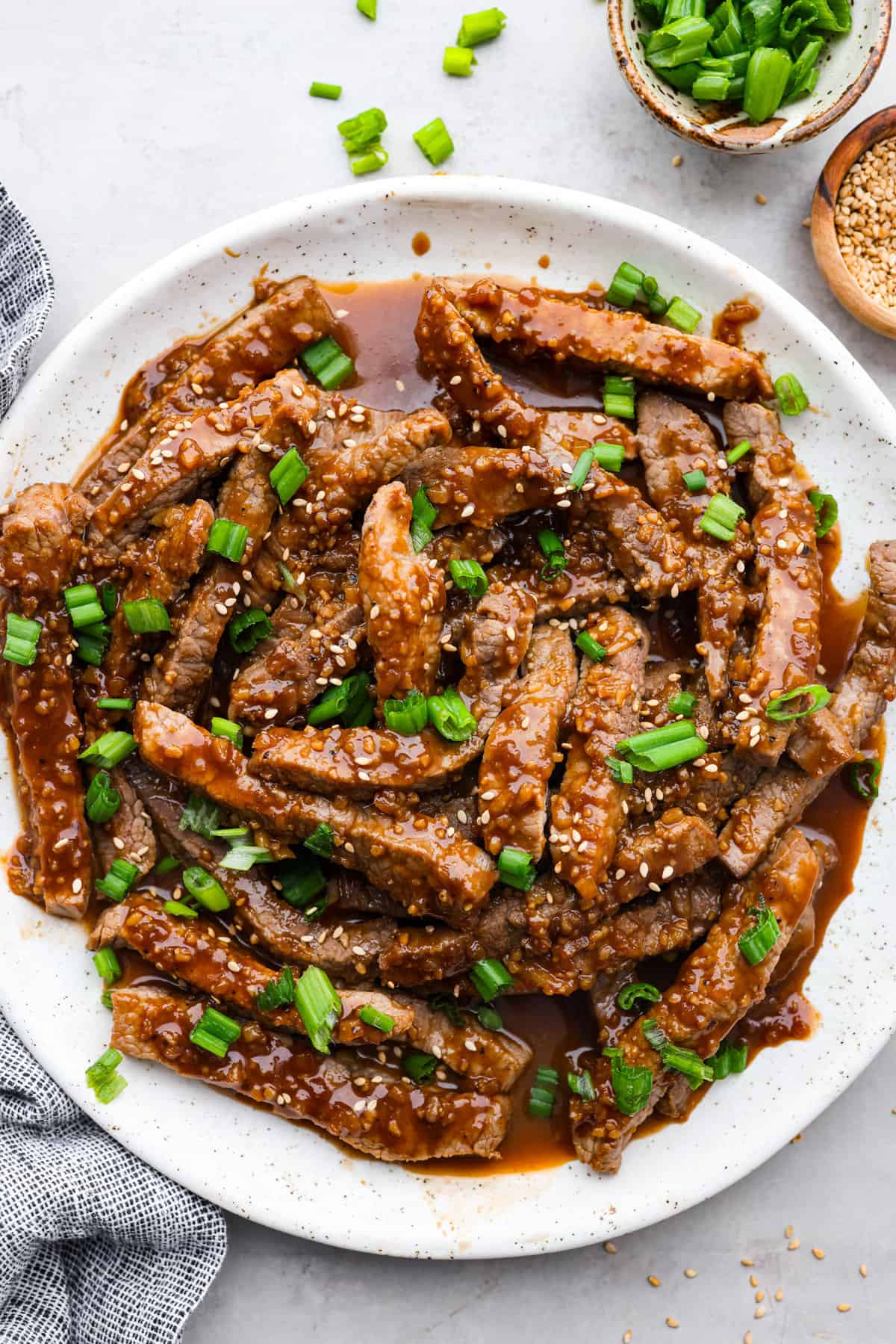 Pan-Seared Korean Beef Bulgogi with Scallions