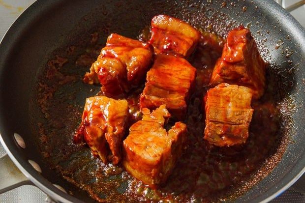 Braised Korean Pork Belly with Gochujang Glaze