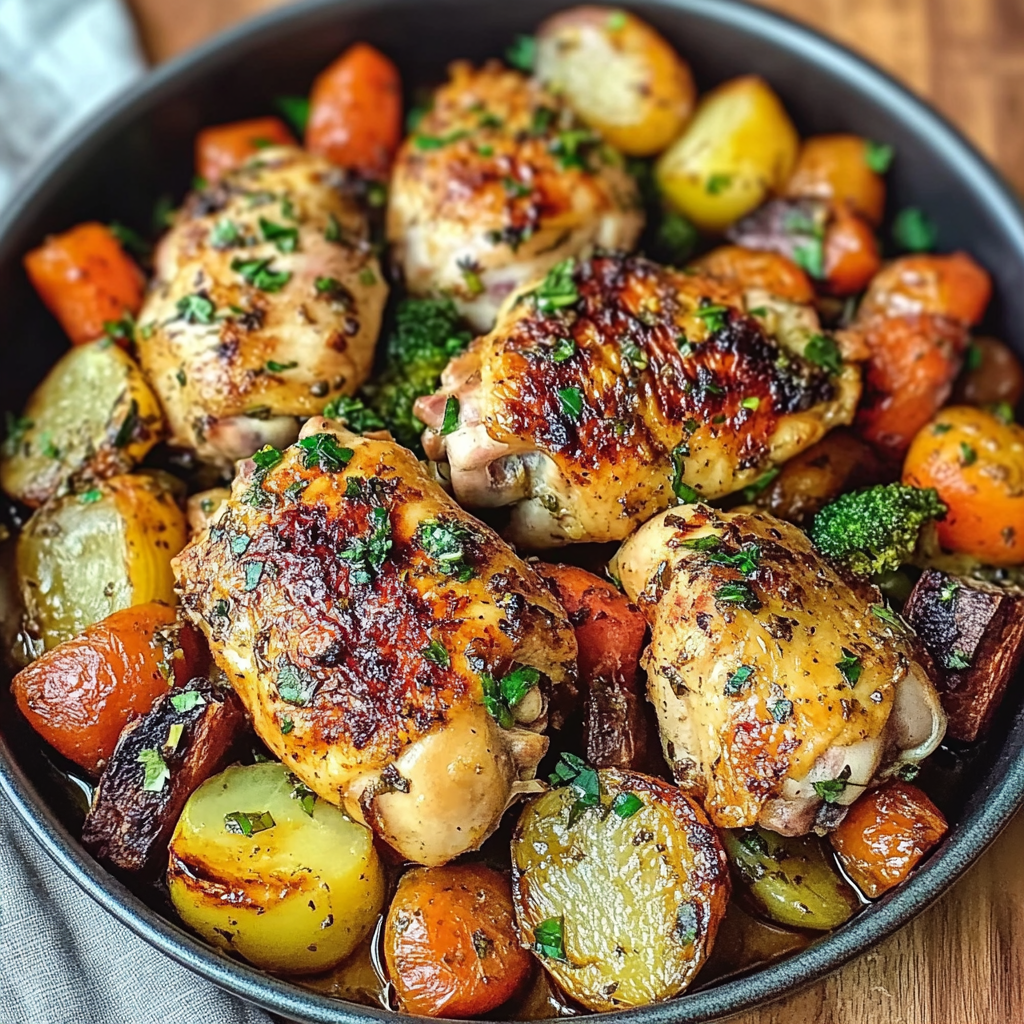 Sautéed Garlic Chicken with Roasted Vegetables