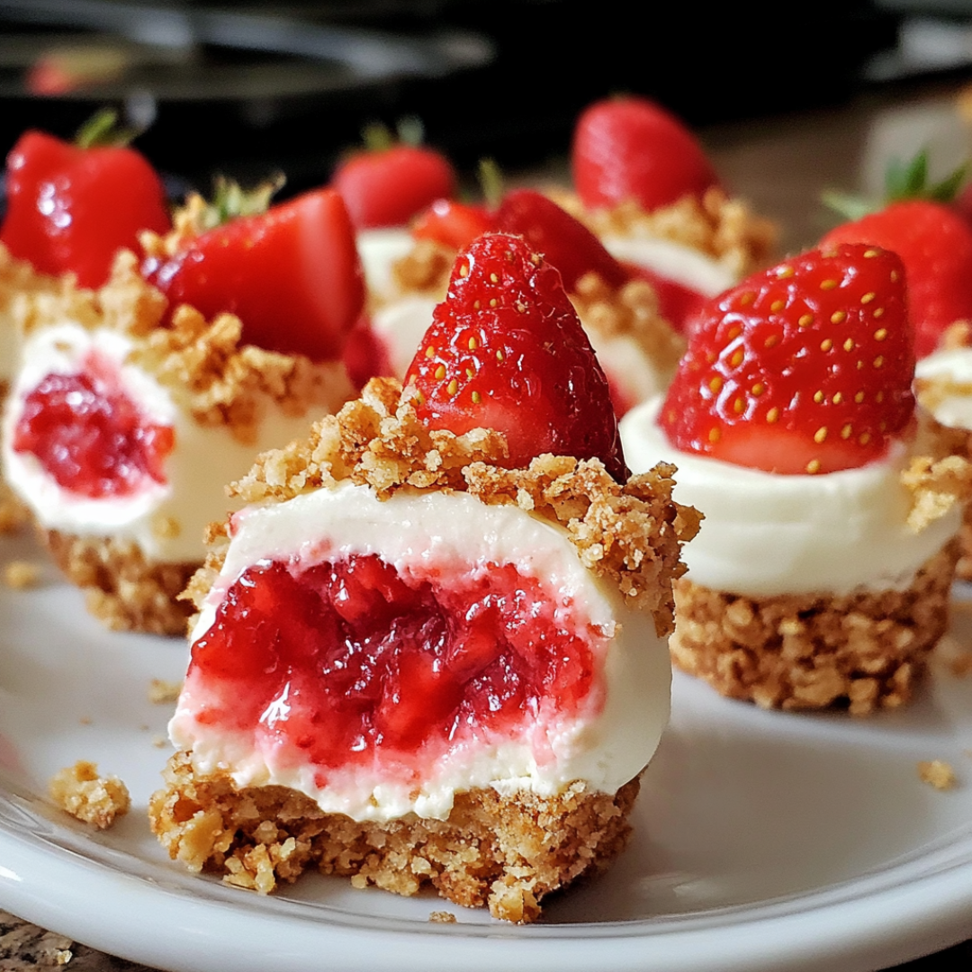 Chocolate-Dipped Strawberry Cheesecake Bites