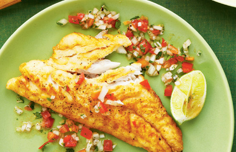 Pan-Seared Snapper with Tamarind Glaze and Pineapple Salsa
