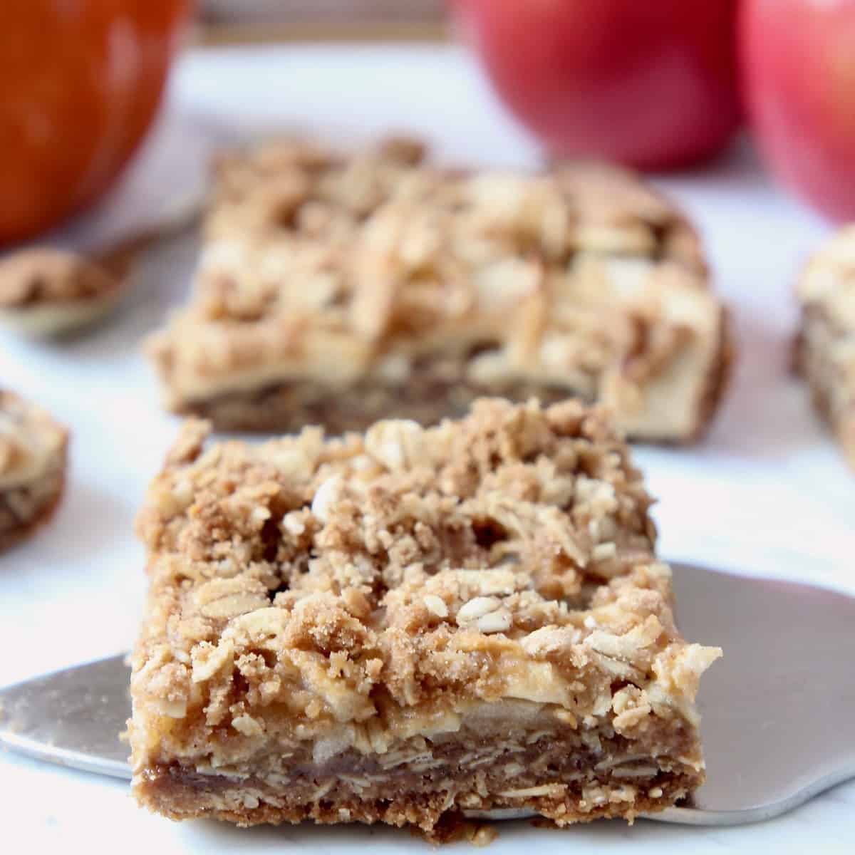 Pumpkin Spice and Apple Oatmeal Bars with Maple Glaze