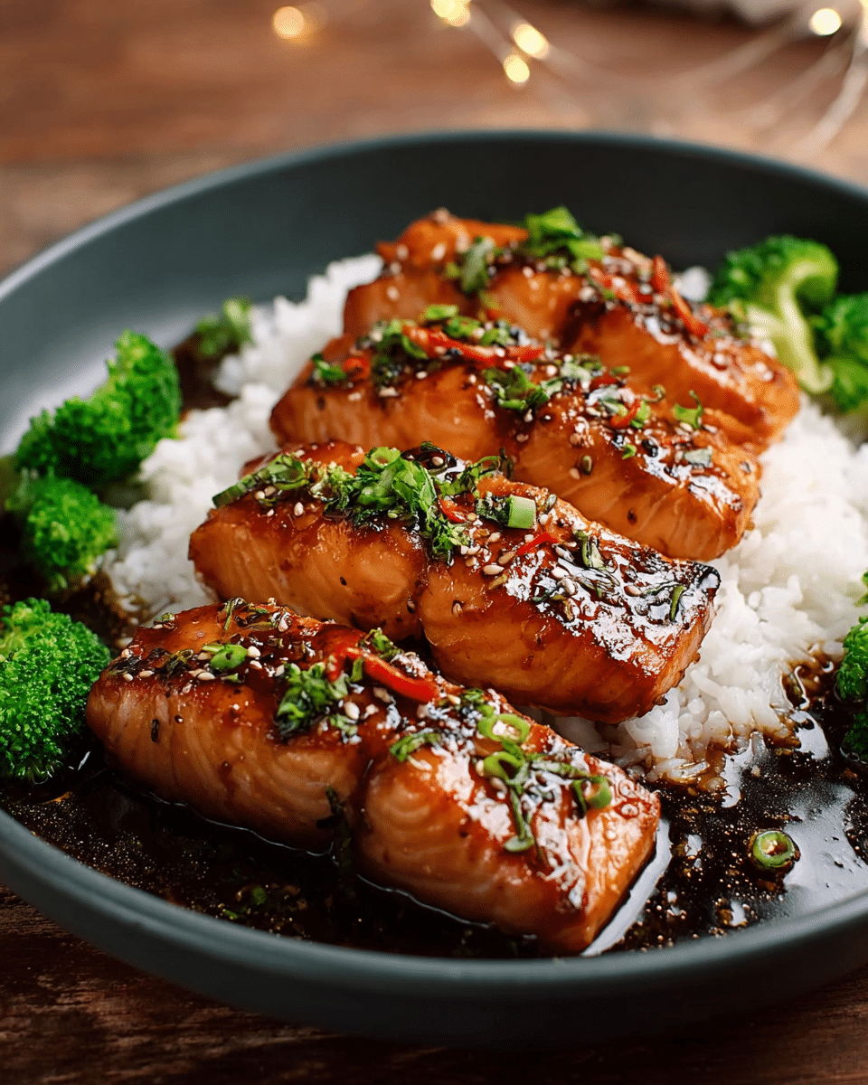 Soy-Glazed Salmon with Sesame and Scallion Rice