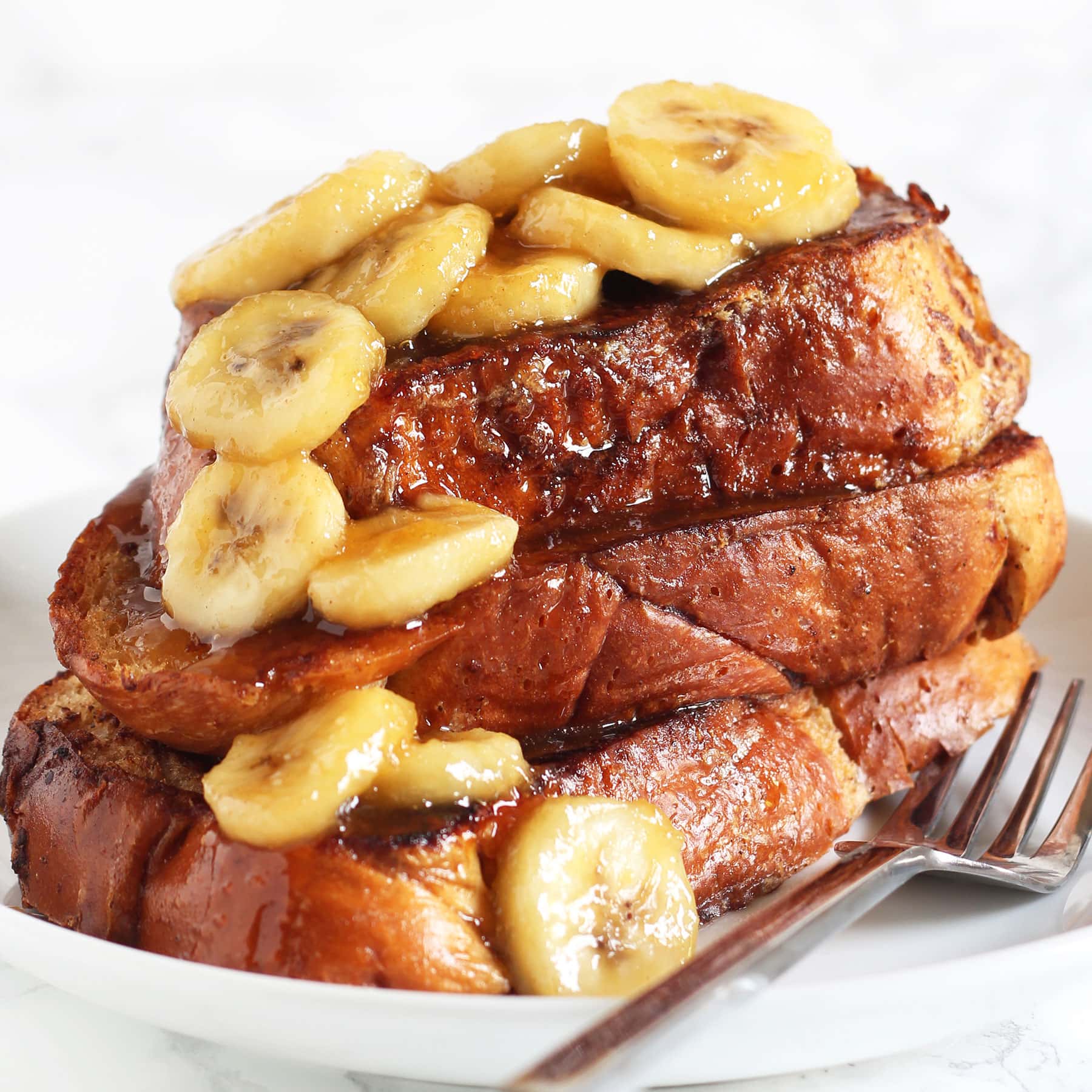 Bananas Foster French Toast with Rum Caramel Sauce