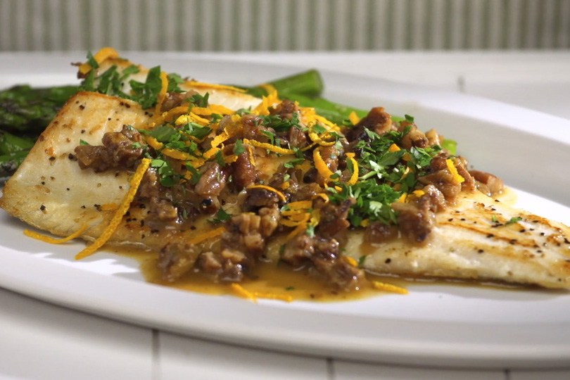 Pan-Seared Trout with Sage Brown Butter and Toasted Walnuts