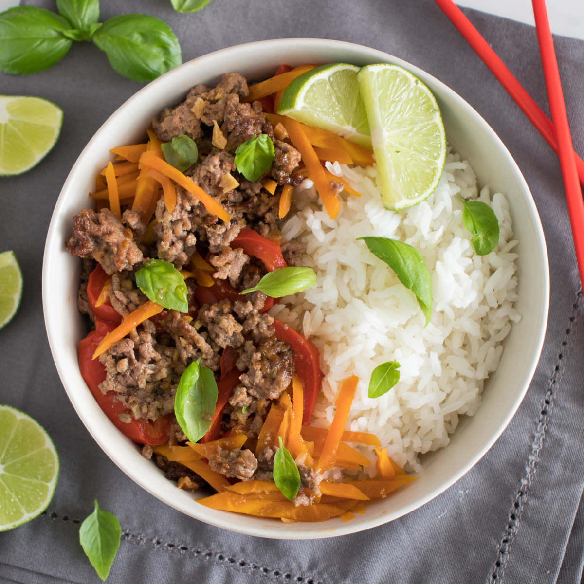One-Pot Thai Basil Beef with Jasmine Rice