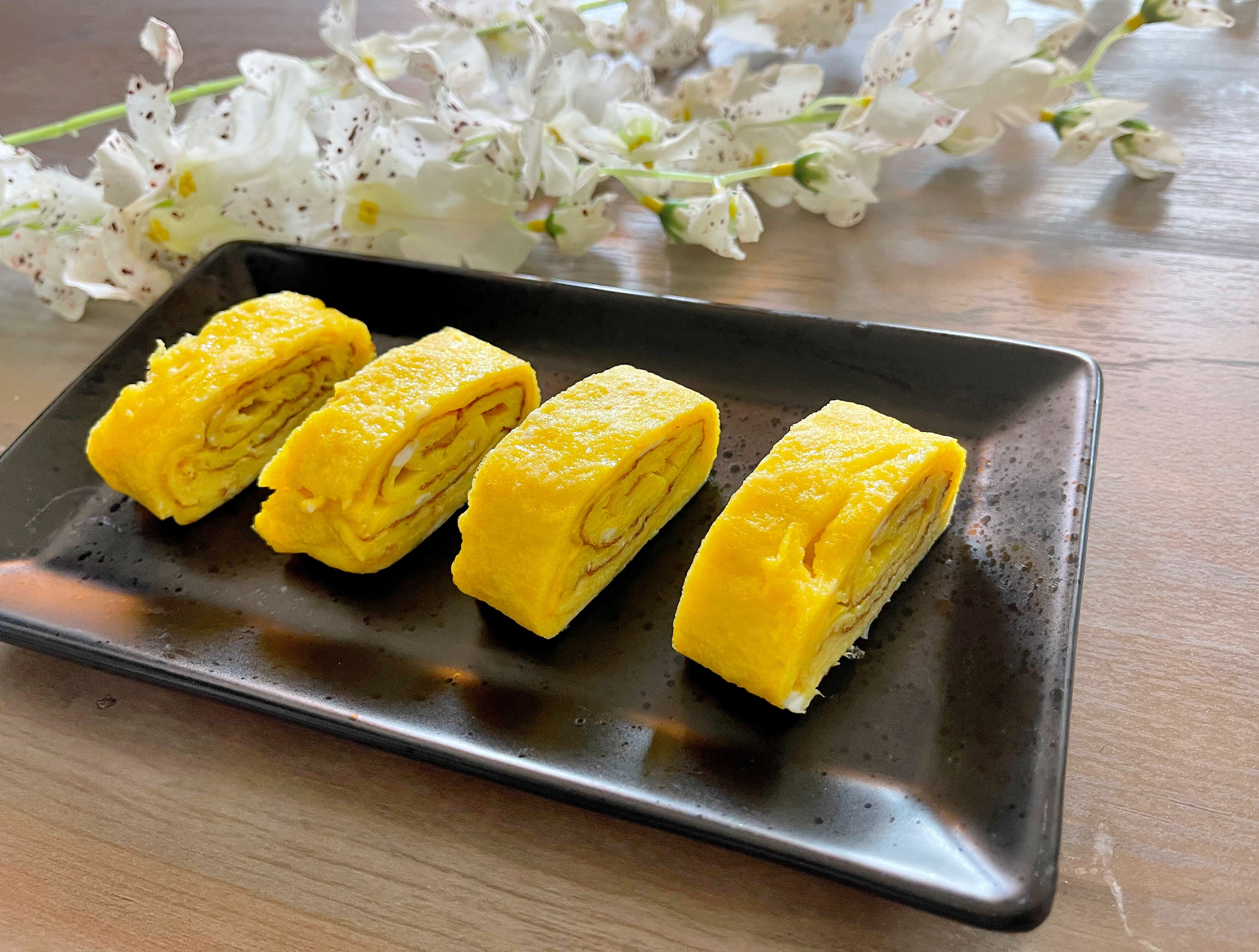 Egg and Scallion Tamagoyaki Japanese Rolled Omelette