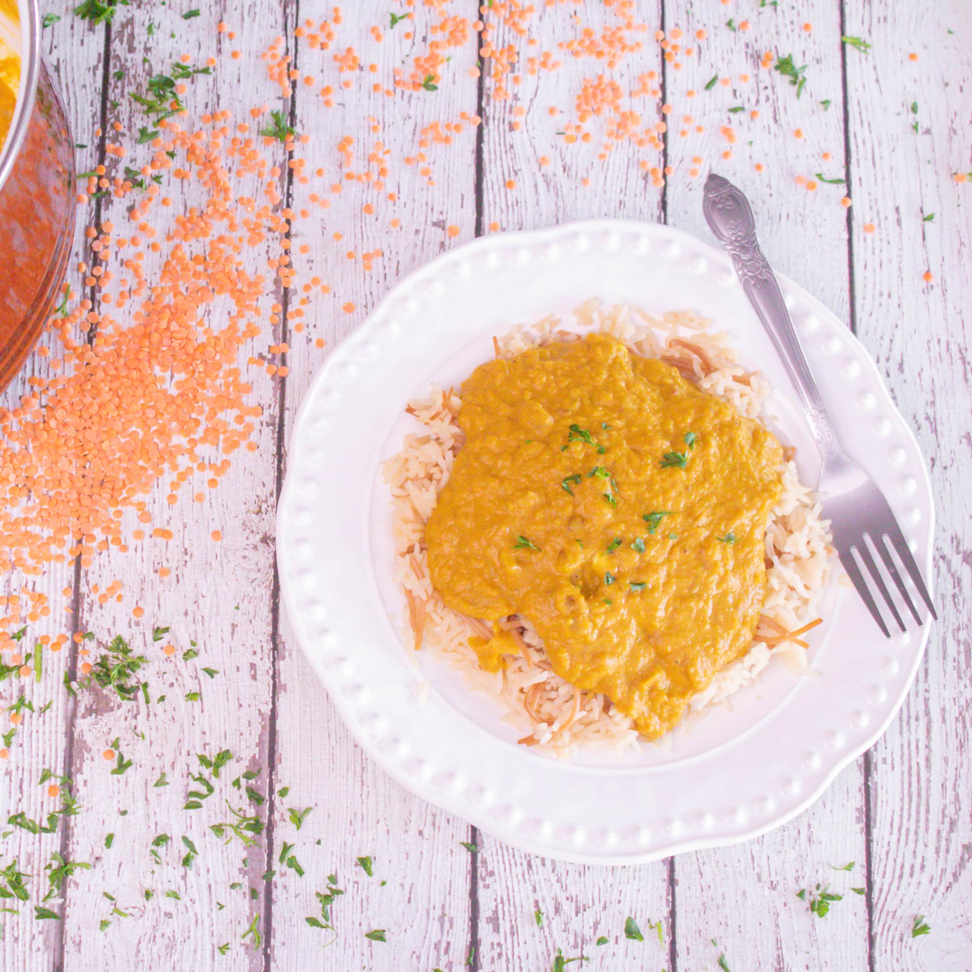 Slow-Simmered Red Lentil and Coconut Curry with Spinach