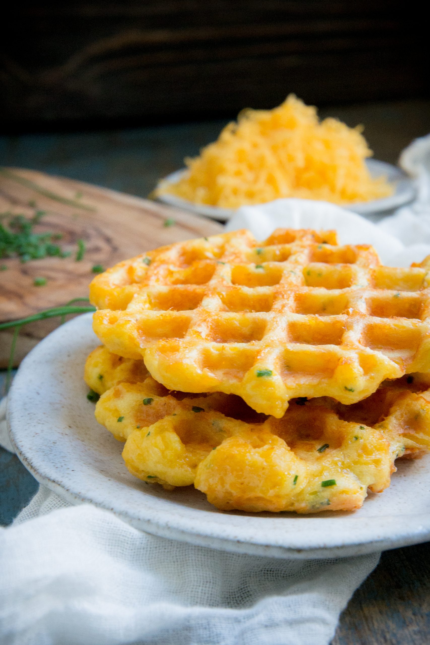Cheese and Almond Flour Chaffles with Bacon and Chive