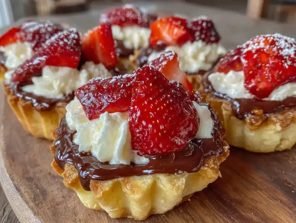 Chocolate-Dipped Strawberry and Pistachio Tartlets