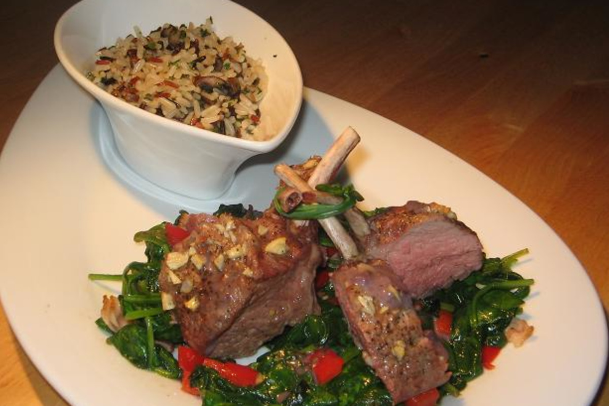 Rosemary-Garlic Lamb Chops with Red Wine Reduction