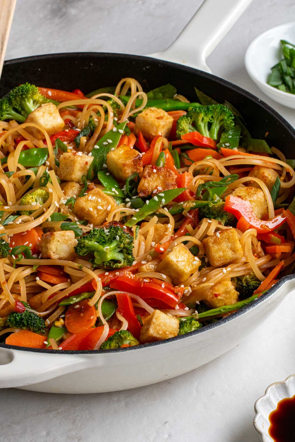 Spicy Sesame-Soy Noodle Stir Fry with Tofu