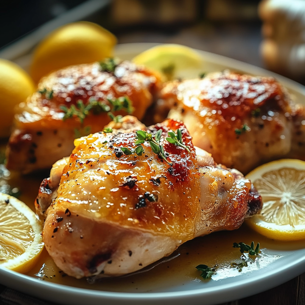 Roasted Lemon-Herb Chicken Thighs with Garlic and Rosemary