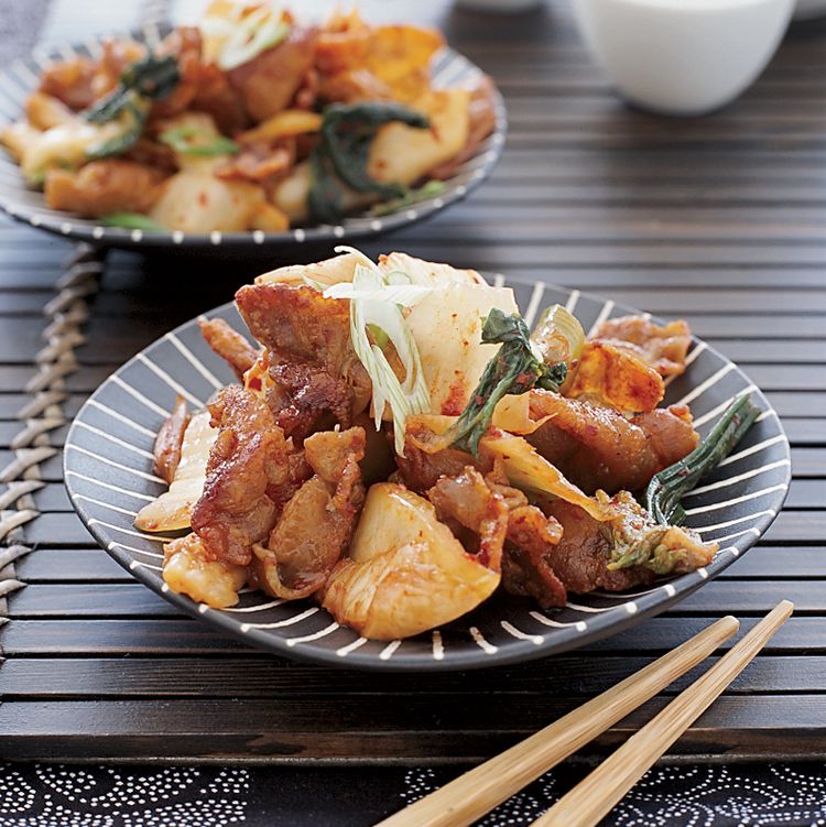 Pan-Fried Pork Belly with Spicy Kimchi and Sesame