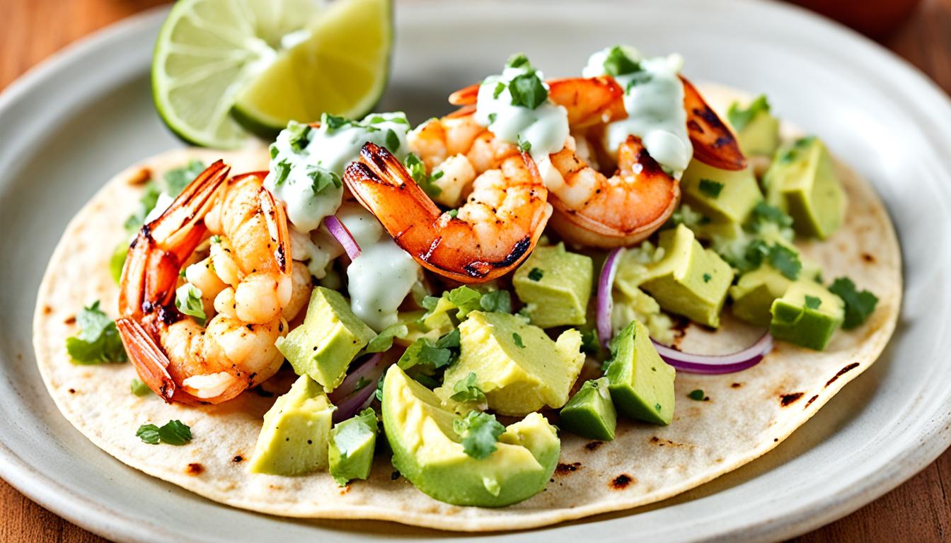 Seared Chipotle Shrimp Tacos with Avocado Crema