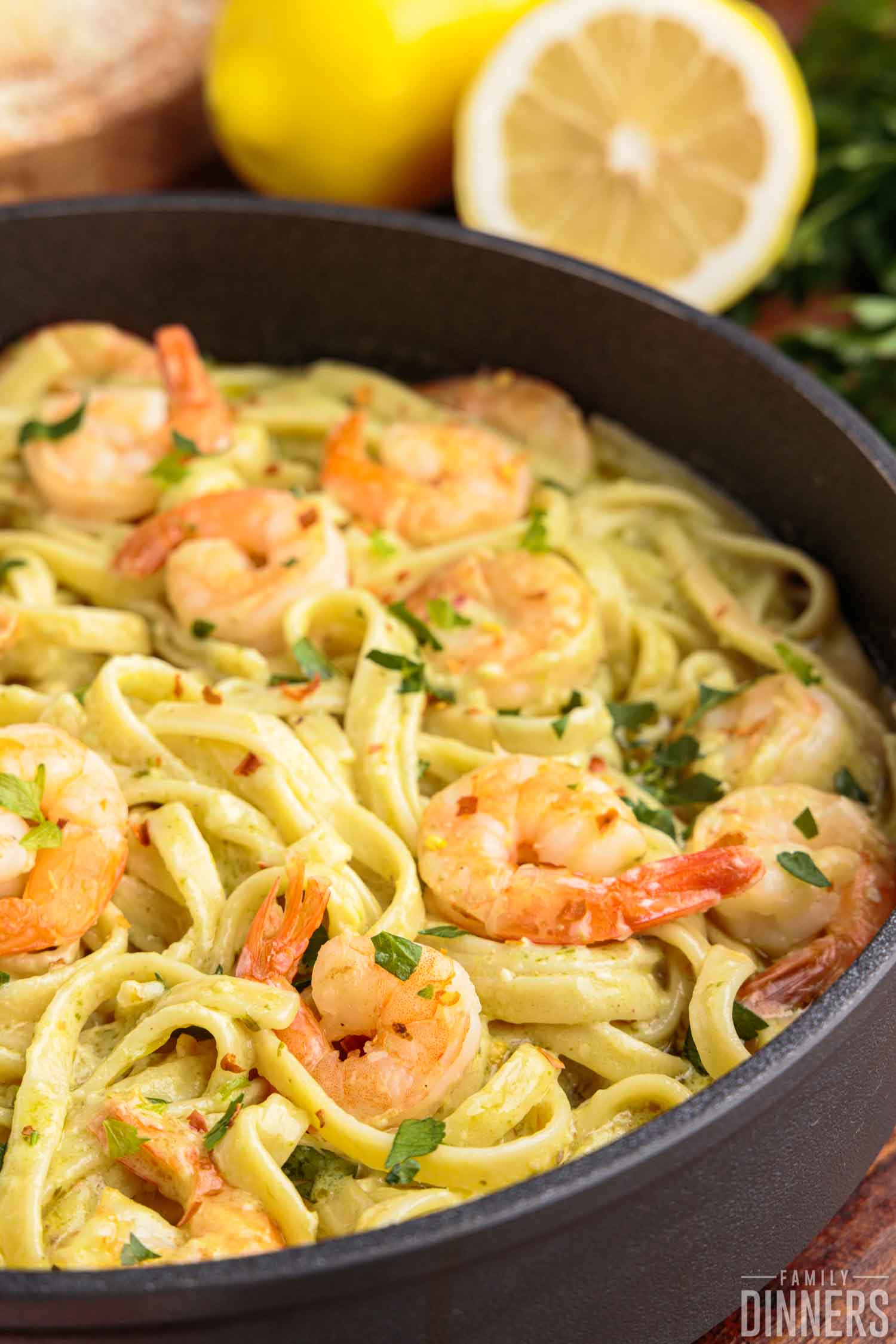 Pan-Seared Shrimp Fettuccine with Lemon Garlic Butter