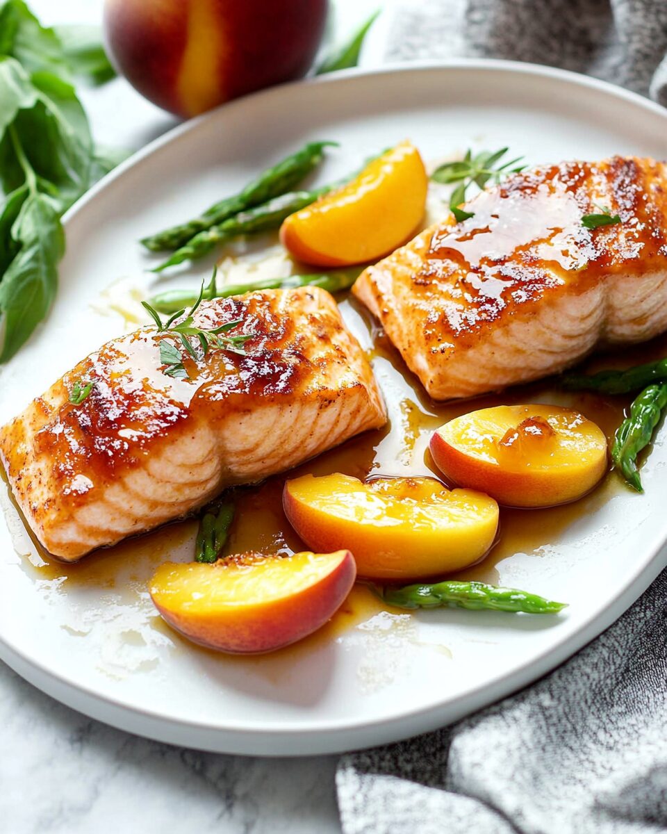 Rum-Braised Peach Glazed Salmon