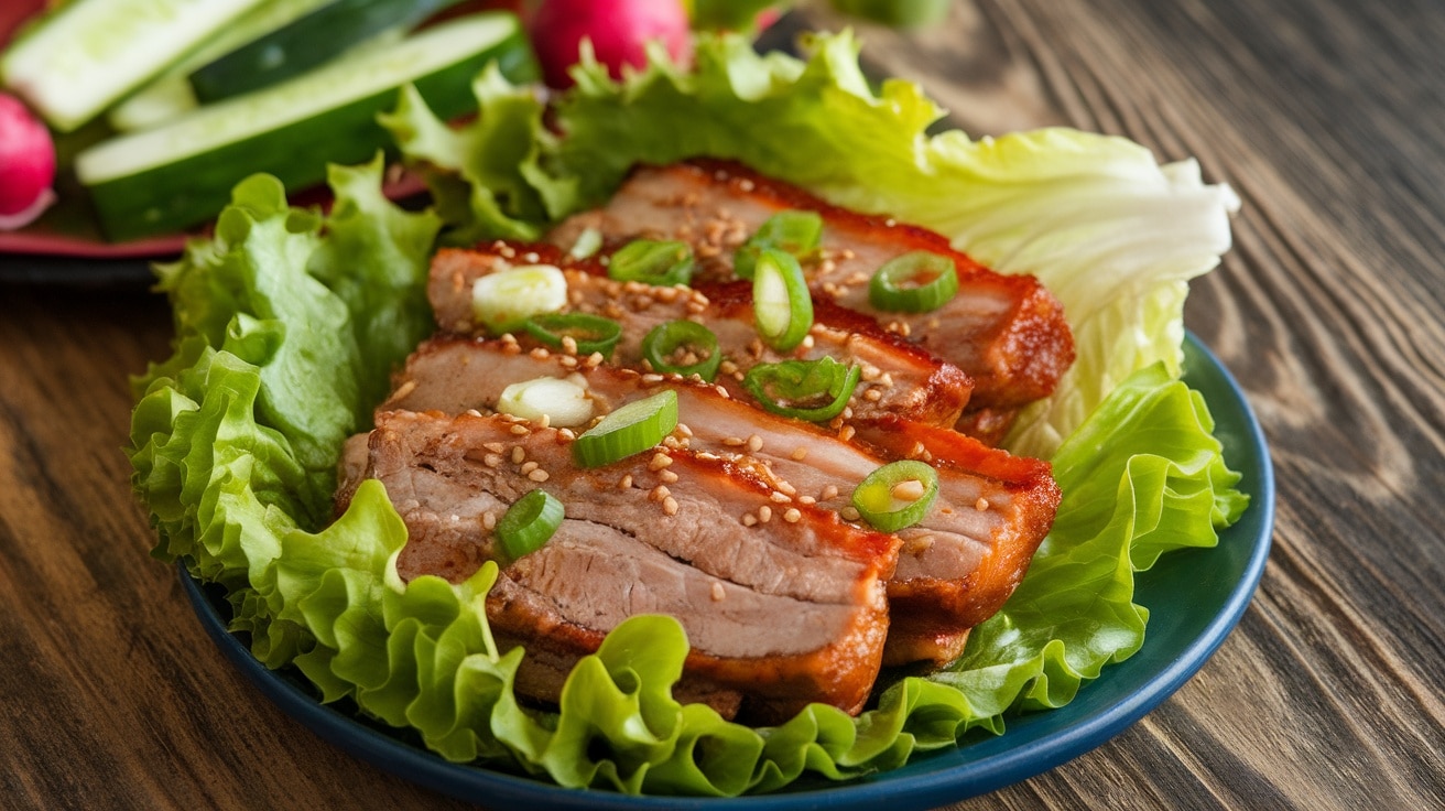 Gochujang-Glazed Korean Pork Belly Lettuce Wraps