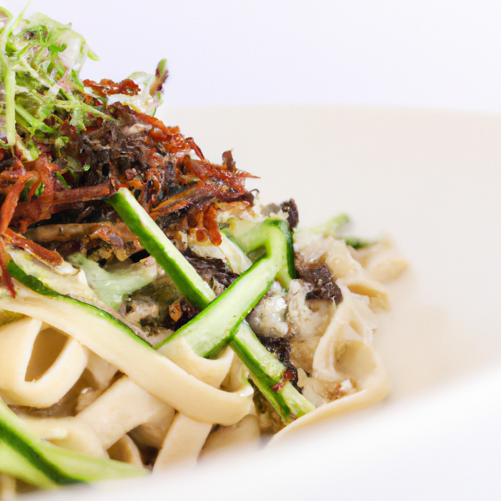 Cold Udon Salad with Spicy Sesame Dressing and Nori