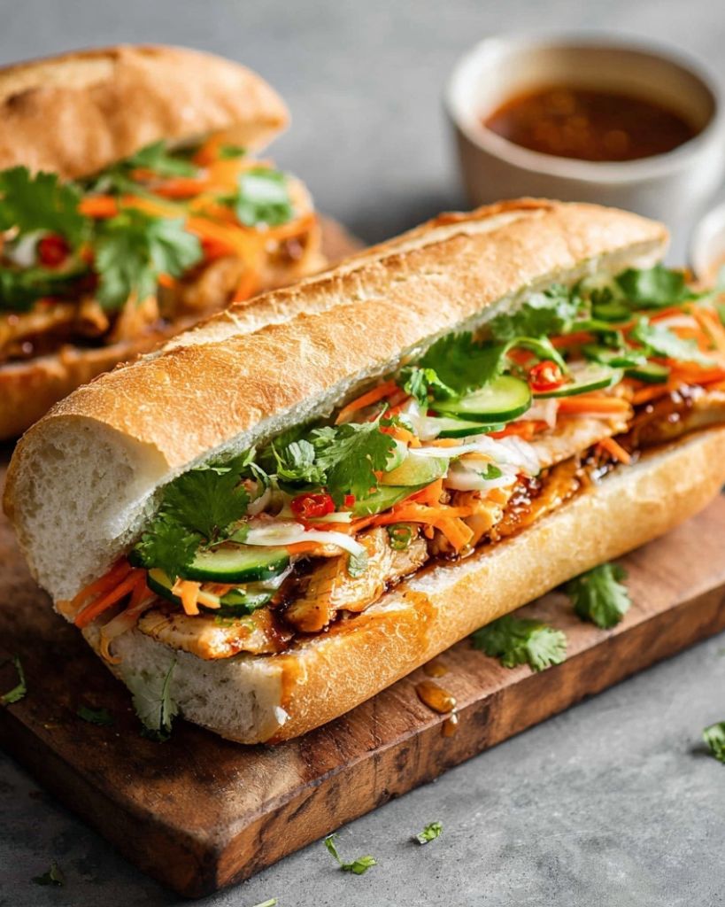 Vietnamese Street-Style Bánh Mì Sandwich with Pickled Vegetables